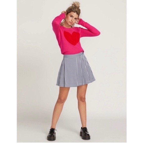 VOLCOM x GEORGIA MAY JAGGER Black/White Gingham Pleated Mini Skirt - Picture 2 of 9